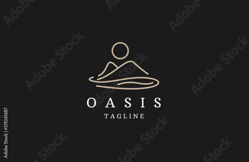 Oasis desert logo icon  design template flat vector illustration
