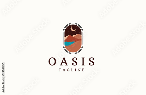 Oasis desert logo icon  design template flat vector illustration