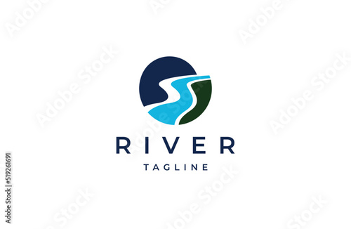 River logo icon design template flat vector illustration