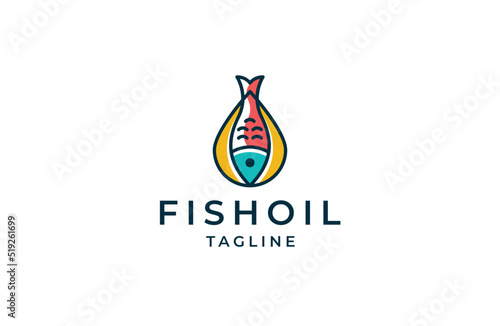 Fish Oil logo icon design template flat vector illustration
