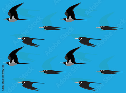 Bird Flying Frigate Cartoon Seamless Wallpaper Background
