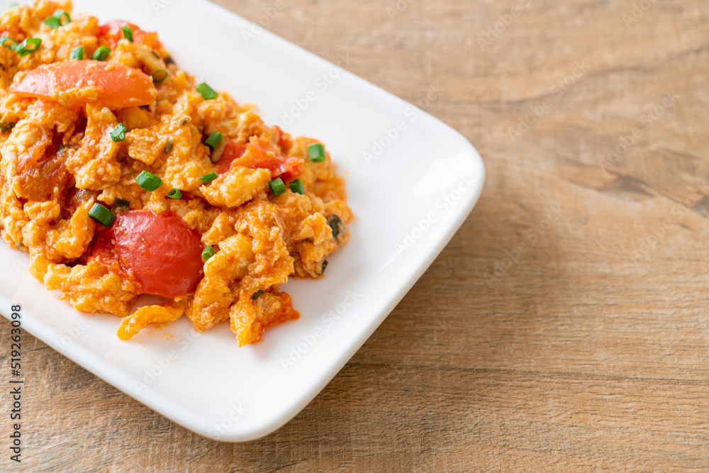 Stir-fried tomatoes with egg or Scrambled eggs with tomatoes Stir-fried tomatoes with egg or Scrambled eggs with tomatoes