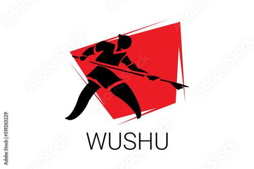 wushu sport vector line icon. sportman, fighting stance. sport pictogram illustration.