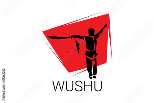 wushu sport vector line icon. sportman, fighting stance. sport pictogram illustration.