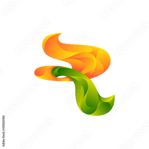 R letter initial logo. Abstract fire ribbon logo (ID: 519263406)
