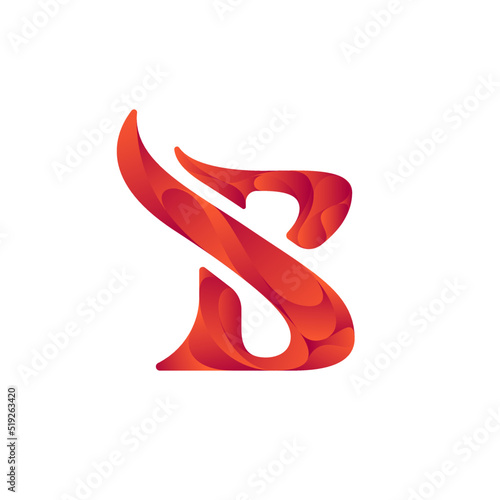 B letter logo. Elegant red gradient flame logo (ID: 519263420)