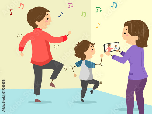 Stickman Kid Boy Family Dan...