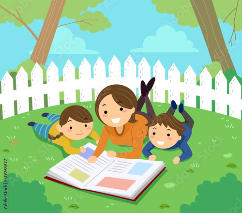 Stickman Kids Mom Read Book...