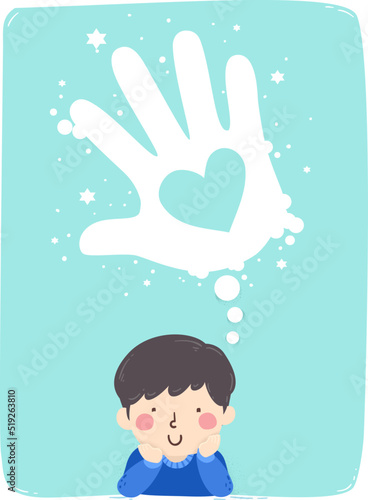 Kid Boy Mitzvah Project Hand Heart Illustration