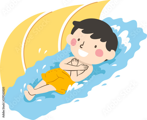 Kid Boy Water Slide Illustration