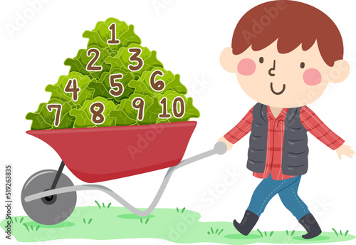 Kid Boy Wheelbarrow Cabbage...