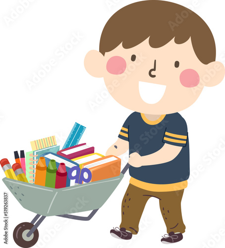 Kid Boy Wheelbarrow School ...