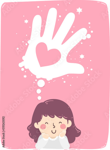 Kid Girl Think Mitzvah Project Heart Illustration
