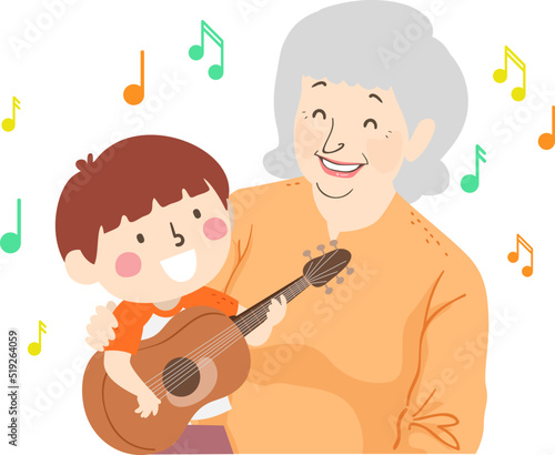 Kid Boy Senior Woman Guitar...