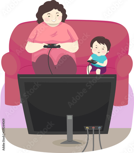 Kid Boy Video Game Mother G...