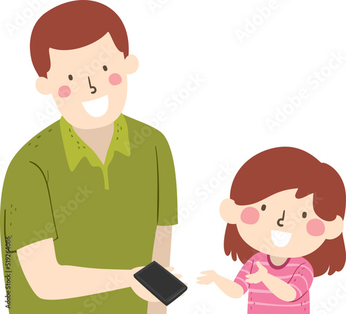 Kid Girl Dad Give Cellphone...