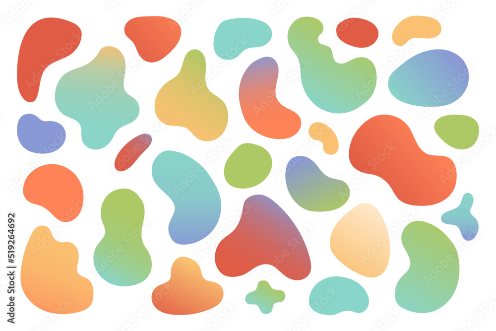 Geometric element set with abstract amoeba, vector Geometric element set with abstract amoeba, vector