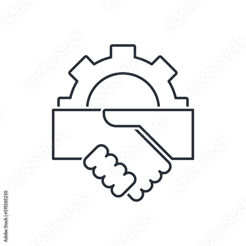 negotiation process. Agreement coordination. Vector linear icon isolated on white background.