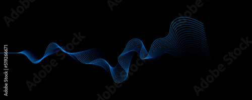Colorful abstract wave in black background. dynamic abstract line design in modern and luxurious style. panoramic wallpaper design for banner.