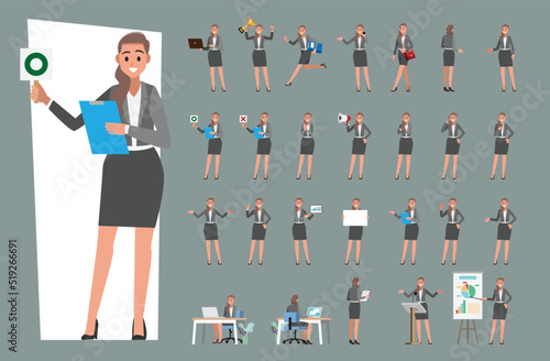 cartoon business woman  character set  ,Vector illustration