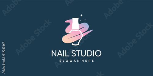 Nail polish logo design icon vector with unique element concept Premium Vector