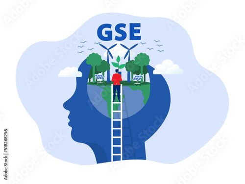 Business ESG or ecology problem concept, business invest energy sources. Preserving resources of planet. Cartoon modern flat vector illustration