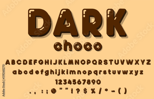 Canvastavla Chocolate font type, choco candy alphabet of liquid caramel vector text letters