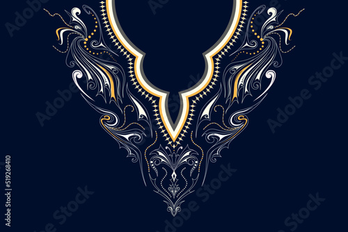 Ethnic Neck Collar Embroidery for fashion and other uses in vector. Geometric oriental pattern ethnic traditional flower necklace embroidery designs for fashion clothes, t-shirts in tribal style.