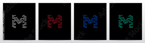 Circuit Lines Nodes Forming Letter Logo Design M