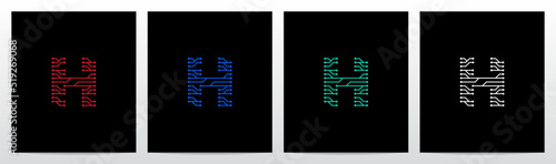 Circuit Lines Nodes Forming Letter Logo Design H