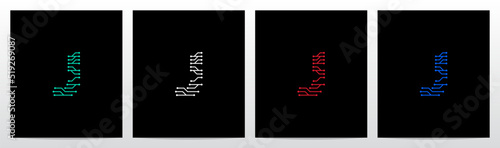 Circuit Lines Nodes Forming Letter Logo Design J
