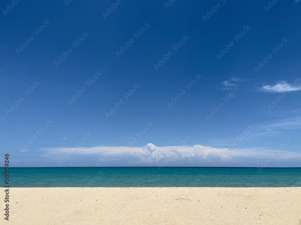 Peaceful seascape background for summer vacation and holidays. Sea in morning for background and banner
