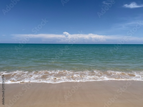 Peaceful seascape background for summer vacation and holidays. Sea in morning for background and banner