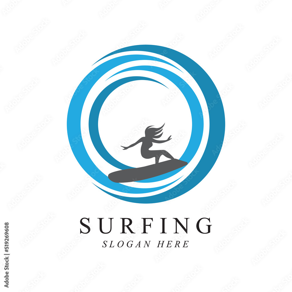 surfing logo vector template design surfing logo vector template design