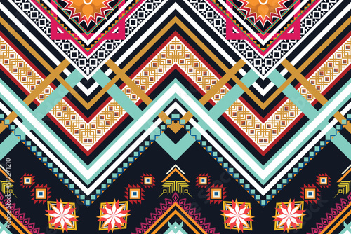 Geometric ethnic flower pattern for background,fabric,wrapping,clothing,wallpaper,Batik,carpet,embroidery style. photo