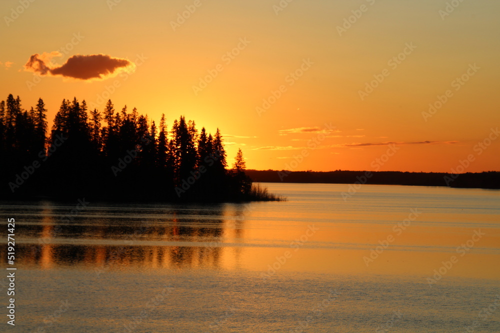 Lake Washed With Sunset Colors, Elk Island National Park, Alberta