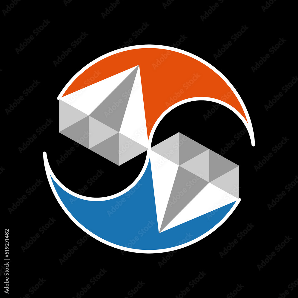 Obraz premium Illustration of yin and yang formed from a fast-moving diamond trajectory