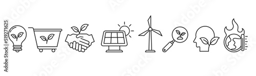 Ecology line art icon set design template vector illustration