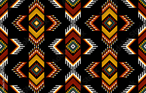 Geometric ethnic oriental seamless pattern traditional Design for background,carpet,wallpaper.clothing,wrapping,Batik fabric,Vector illustration.embroidery style - Sadu, sadou, sadow or sado