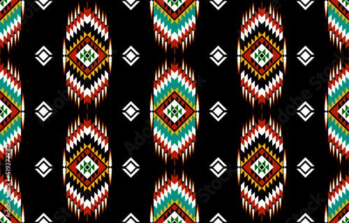 Geometric ethnic oriental seamless pattern traditional Design for background,carpet,wallpaper.clothing,wrapping,Batik fabric,Vector illustration.embroidery style - Sadu, sadou, sadow or sado