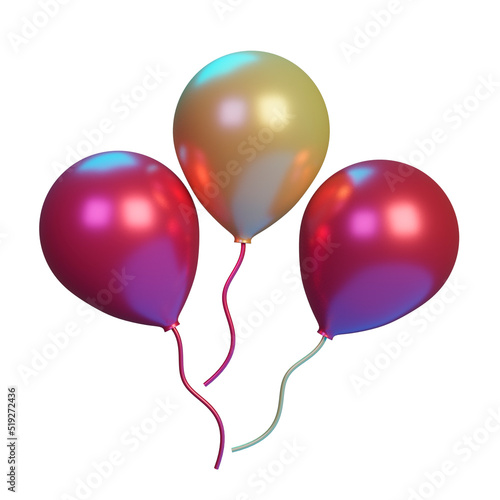 3d illustration Birthday balloons