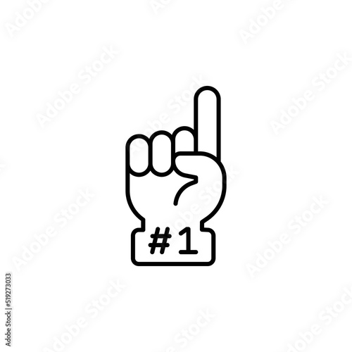 Number 1 foam glove icon. Simple outline style. Fan logo hand with finger up. Thin line vector illustration isolated on white background. EPS 10.