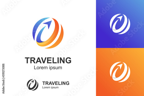 modern color agency travel check business logo. transport, logistics delivery logo design
