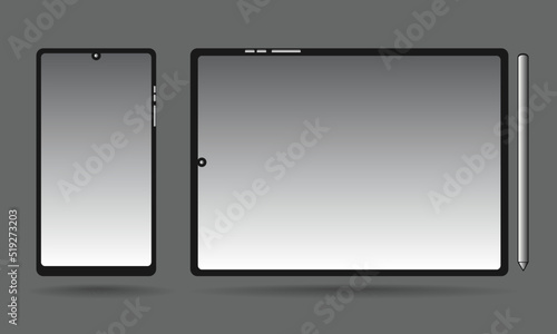 blank gadget device vector, mobile phone tablet illustration