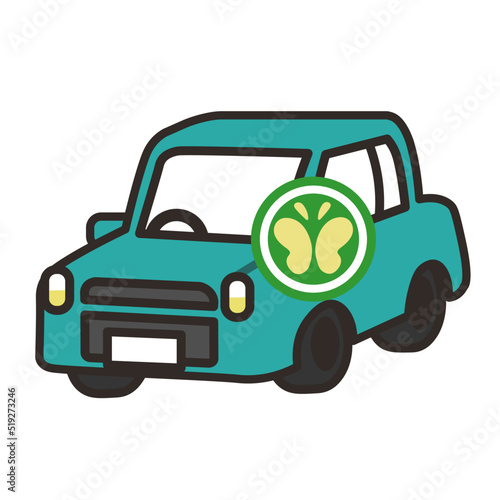 聴覚障害者マークをつけた普通自動車