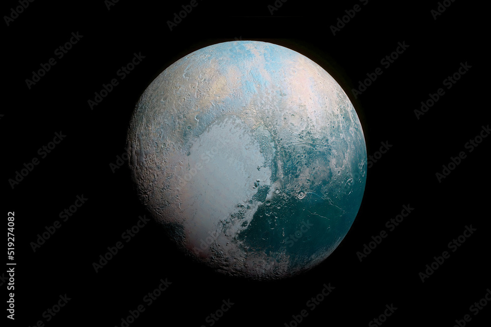 Planet Pluto in blue light. Elements of this image were furnished by NASA. Planet Pluto in blue light. Elements of this image were furnished by NASA.