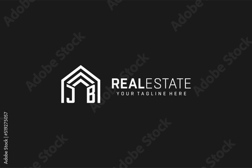 Letter JB house roof shape logo, creative real estate monogram logo style
