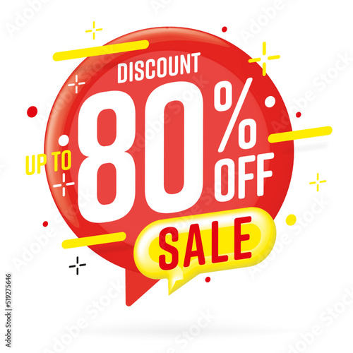 Up to eighty percent off sale event sticker