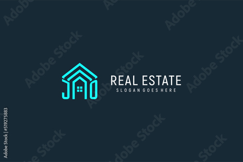 Initial letter JO roof logo real estate with creative and modern logo style