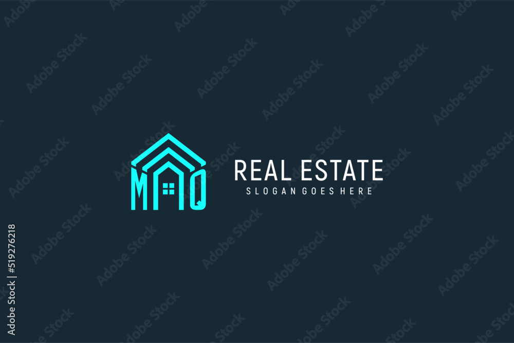 Initial letter MQ roof logo real estate with creative and modern logo ...